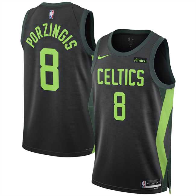 Men%27s Boston Celtics #8 Kristaps Porzingis Black 2024-25 City Edition Stitched Jersey Dzhi->charlotte hornets->NBA Jersey